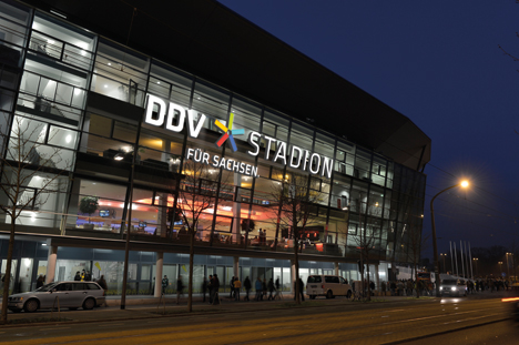 Dynamos Heimspiele finden ab sofort im DDV-Stadion statt (Foto: Frank Dehlis | Montage: Oberber Karger)