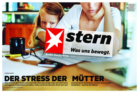 Zur Werbung fr den Stern setzt Gruner + Jahr besonders eindrucksvolle Aufmacherseiten der Zeitschrift ein.